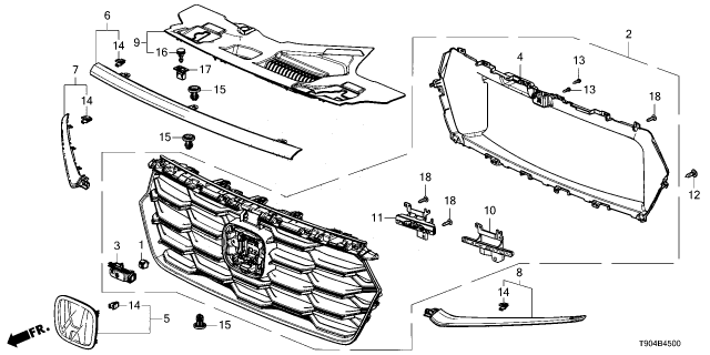 2025 Honda Pilot GRILLE ASSY-, FR Diagram for 71120-T90-C20