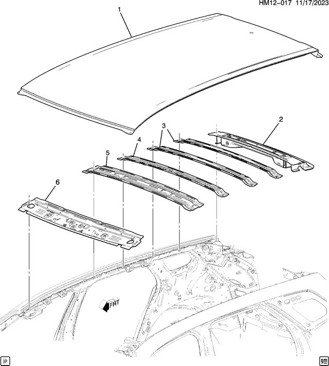 2024 Honda Prologue 5 Door Elite AWD 1AT Sheet Metal - Roof Diagram 2