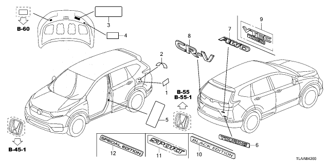 2022 Honda CR-V EMBLEM, RR Diagram for 75731-TLA-A00