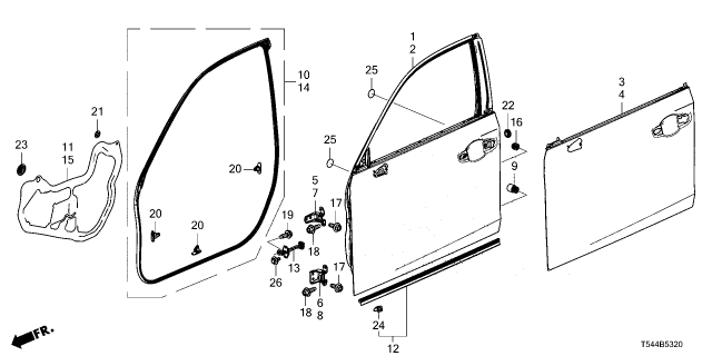 2026 Honda Civic Hybrid W/STRIP, L- FR- DR Diagram for 72350-T56-A11