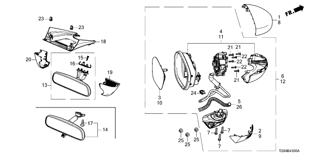 2025 Honda Civic SET LH-L, MIR ASSY Diagram for 76258-T20-A23
