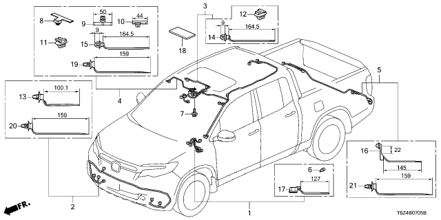 2022 Honda Ridgeline 4 Door Black Edition AWD 9AT Wire Harness Diagram 6