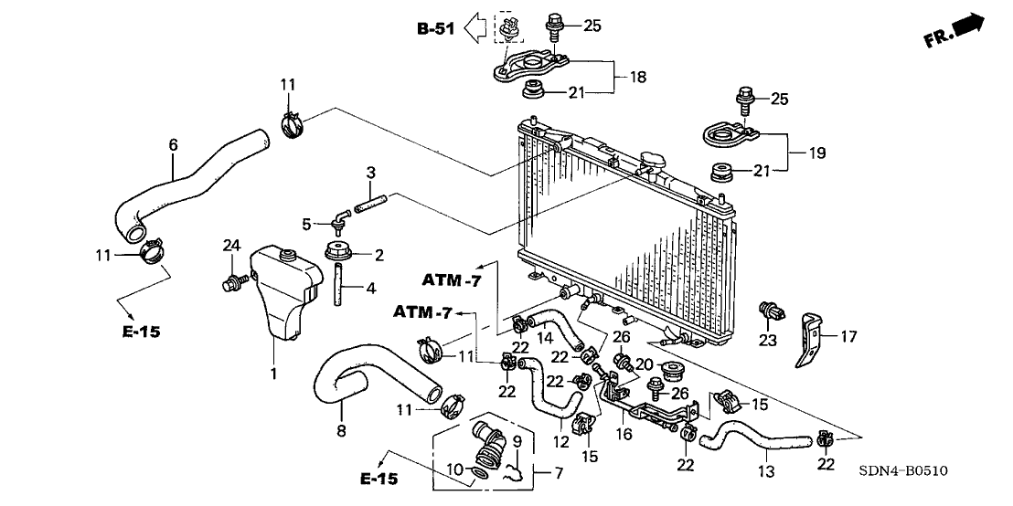 2006 Honda Accord 2 Door EX KA 5AT Radiator Hose (L4)