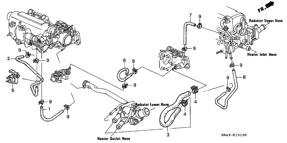 1992 Honda Civic 4 Door DX KA 4AT Water Hose - Honda Parts Now