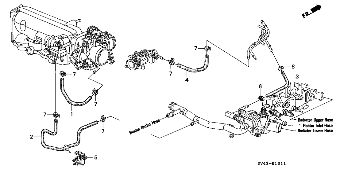 1996 Honda Accord 4 Door EX KL 4AT Water Hose