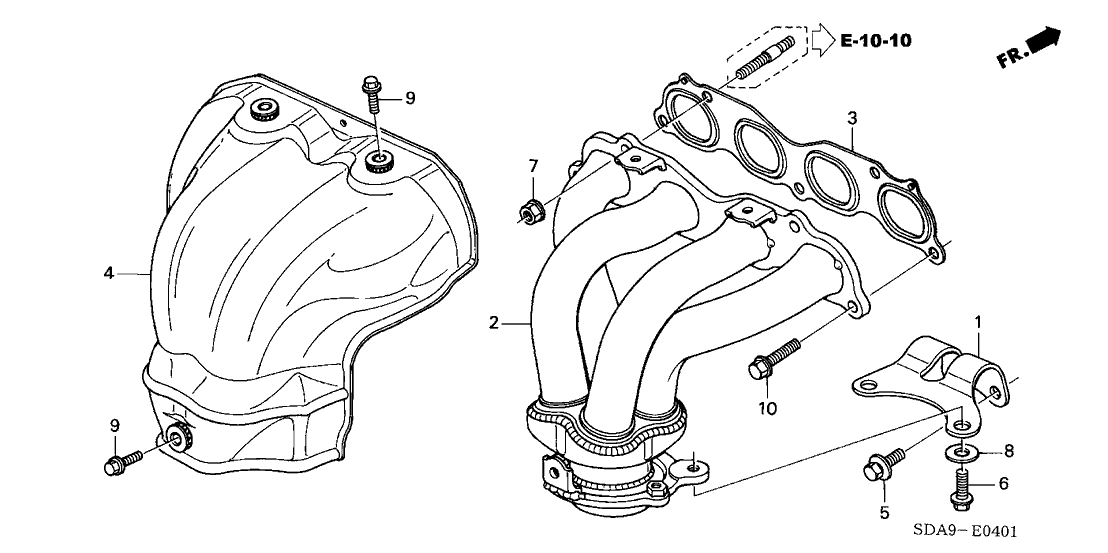 2003 Honda Accord 4 Door LX (SIDE SRS) KL 5AT Exhaust Manifold (L4)