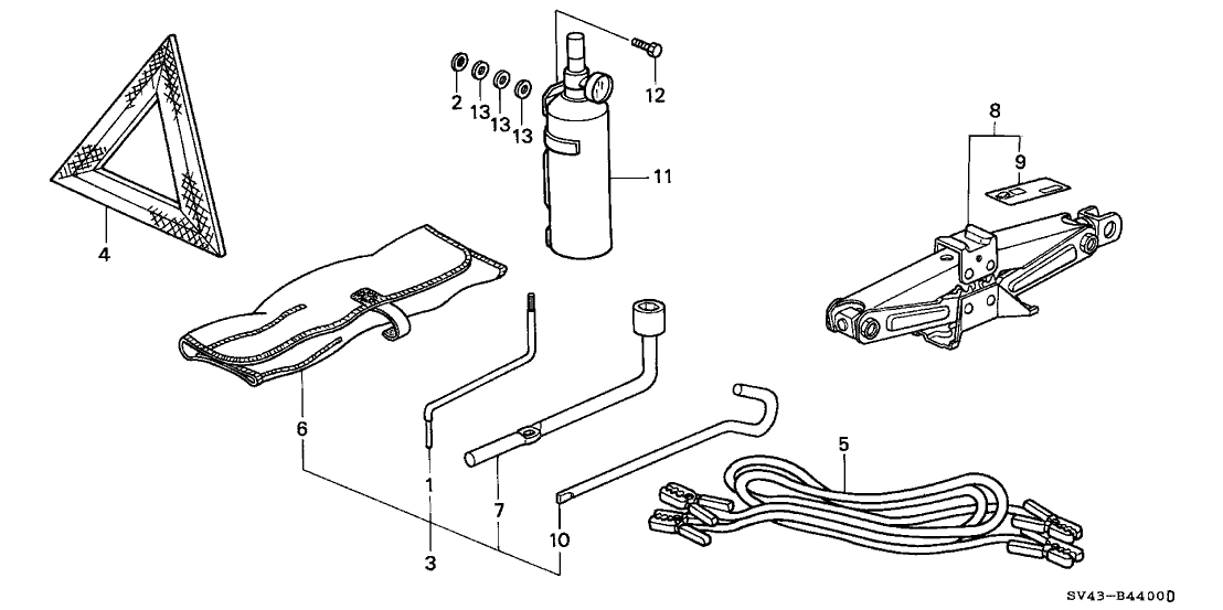 1996 Honda Accord 4 Door EX KL 4AT Tools - Jack