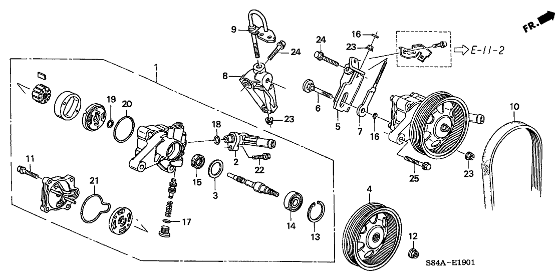 2002 Honda Accord 4 Door LX (V6) KA 4AT P.S. Pump - Bracket (V6)