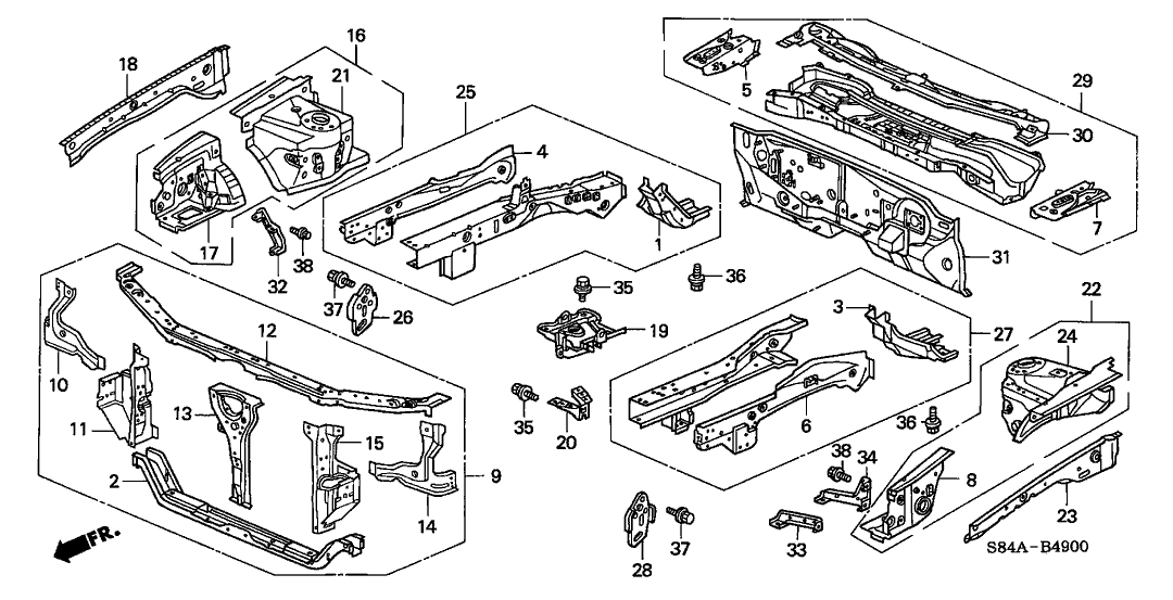 2002 Honda Accord 4 Door LX (V6) KA 4AT Front Bulkhead