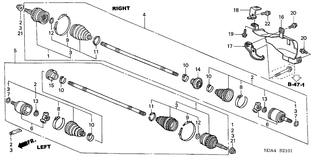 2003 Honda Accord 4 Door LX (SIDE SRS) KL 5AT Driveshaft (L4)