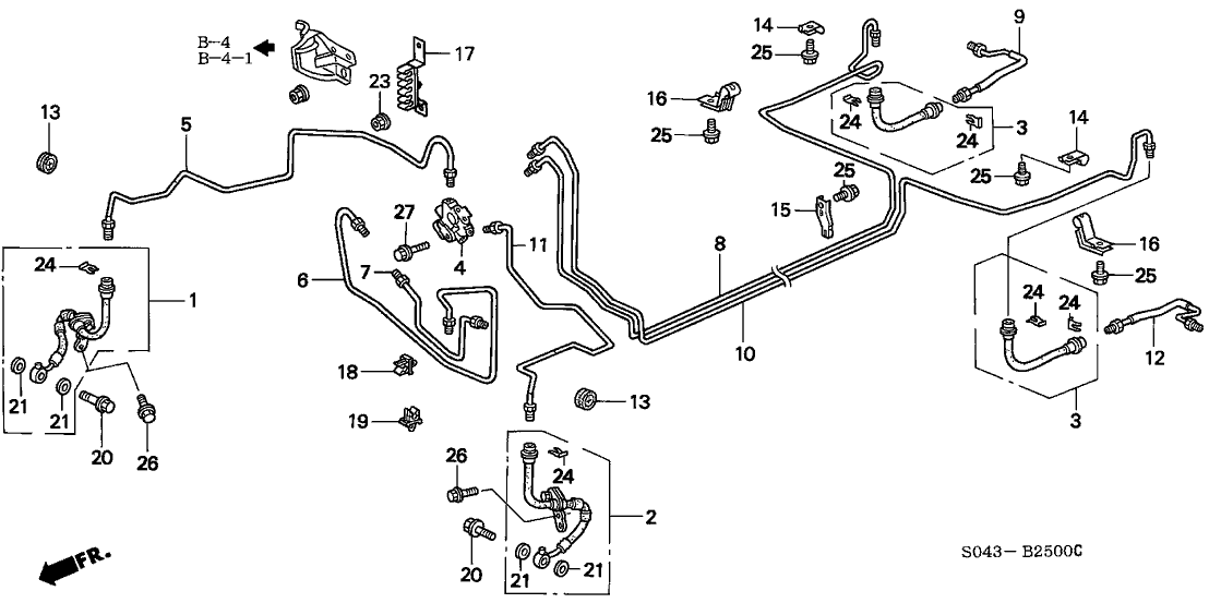 1997 Honda Civic 4 Door LX (A/C) KL 5MT Brake Lines