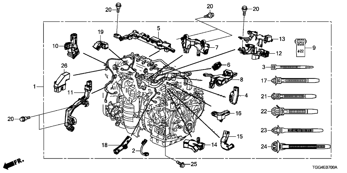 2019 Honda Civic 5 Door Sport Touring Ka Cvt Engine Wire