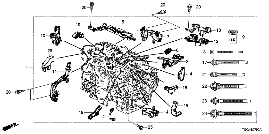 2019 Honda Civic 5 Door Sport  Touring  Ka Cvt Engine Wire