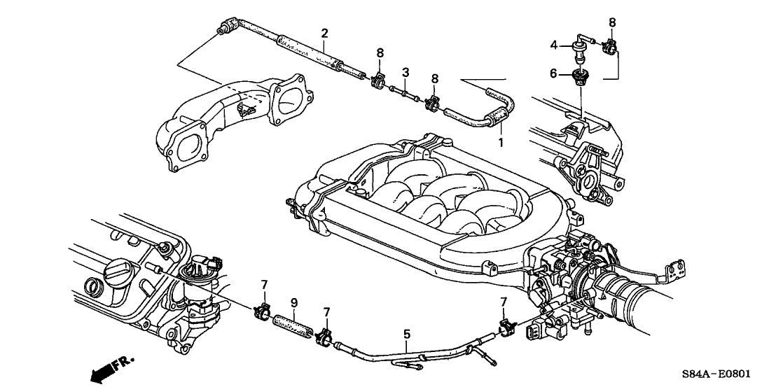 2002 Honda Accord 4 Door LX (V6) KA 4AT Breather Tube (V6)