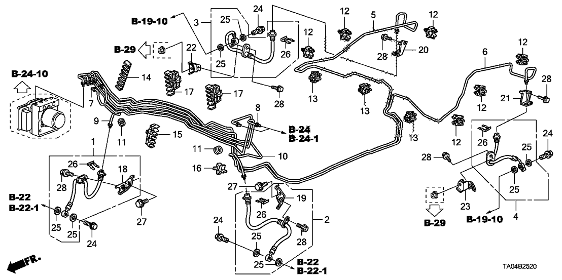 2009 Honda Accord 4 Door EXL KA 5AT Brake Lines (VSA)