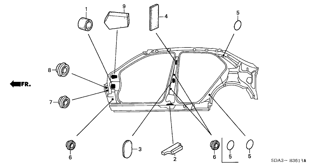 2003 Honda Accord 4 Door LX (SIDE SRS) KL 5AT Grommet (Side)