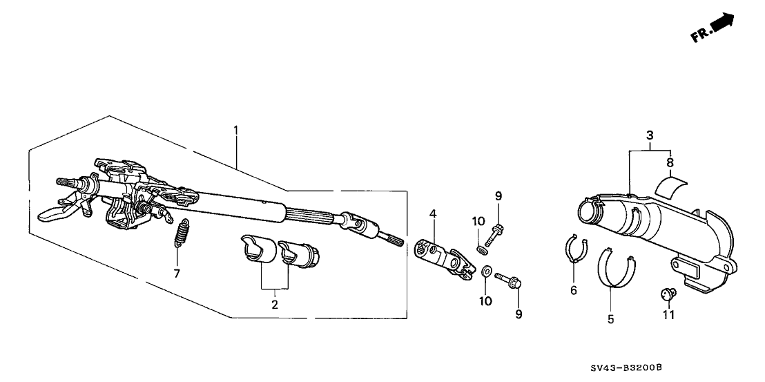 1996 Honda Accord 4 Door EX KL 4AT Steering Column
