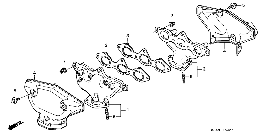 2002 Honda Accord 4 Door LX (V6) KA 4AT Exhaust Manifold (V6)