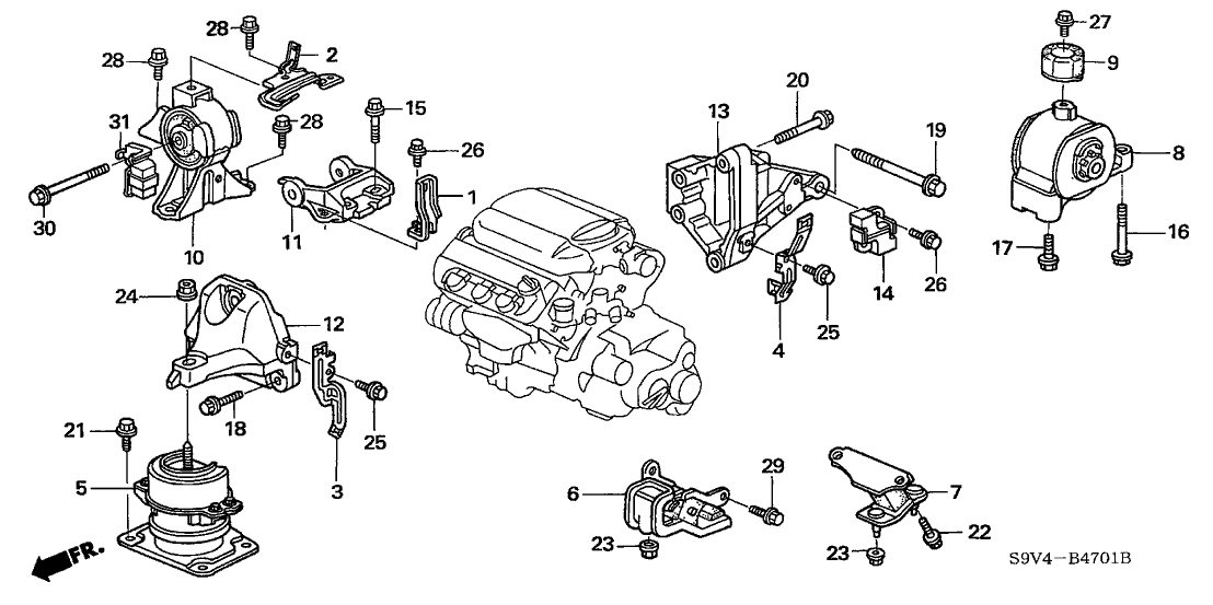 50820S9VA01 Genuine Honda Rubber Assy., Engine Side Mounting