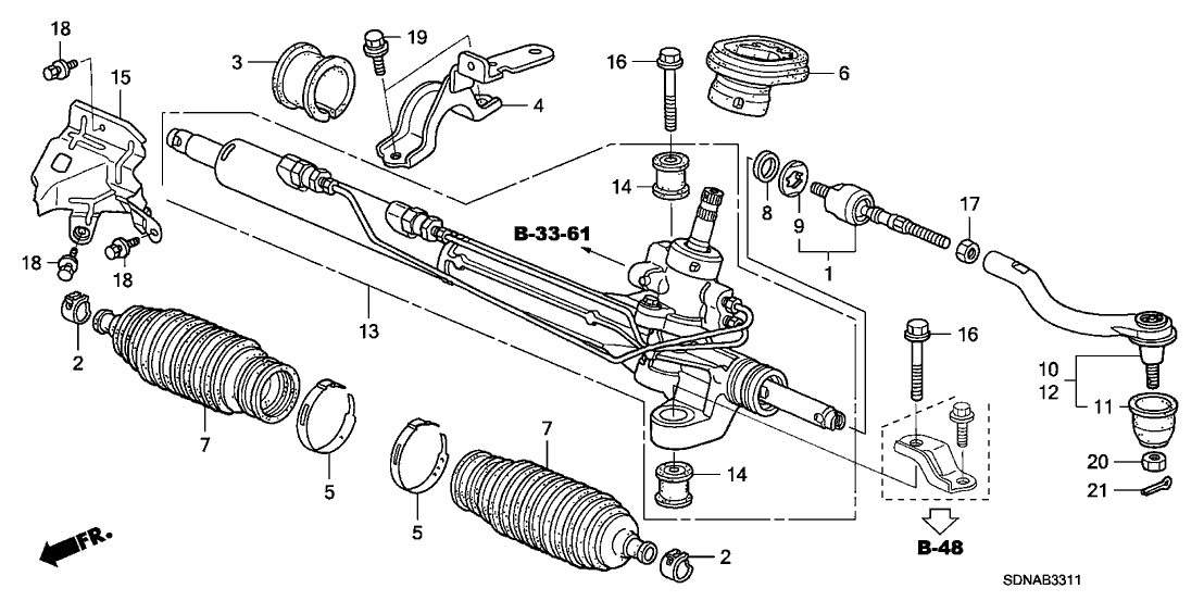 53601SDBA11 Genuine Honda Rack, Power Steering