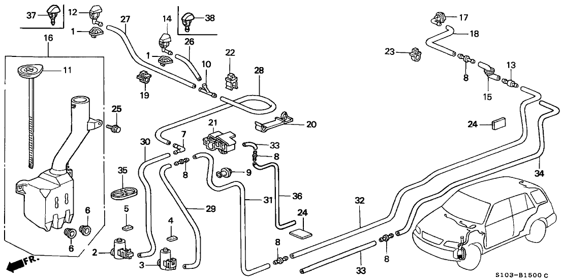 1997 Honda CRV 5 Door LX (4WD) KA 4AT Windshield Washer