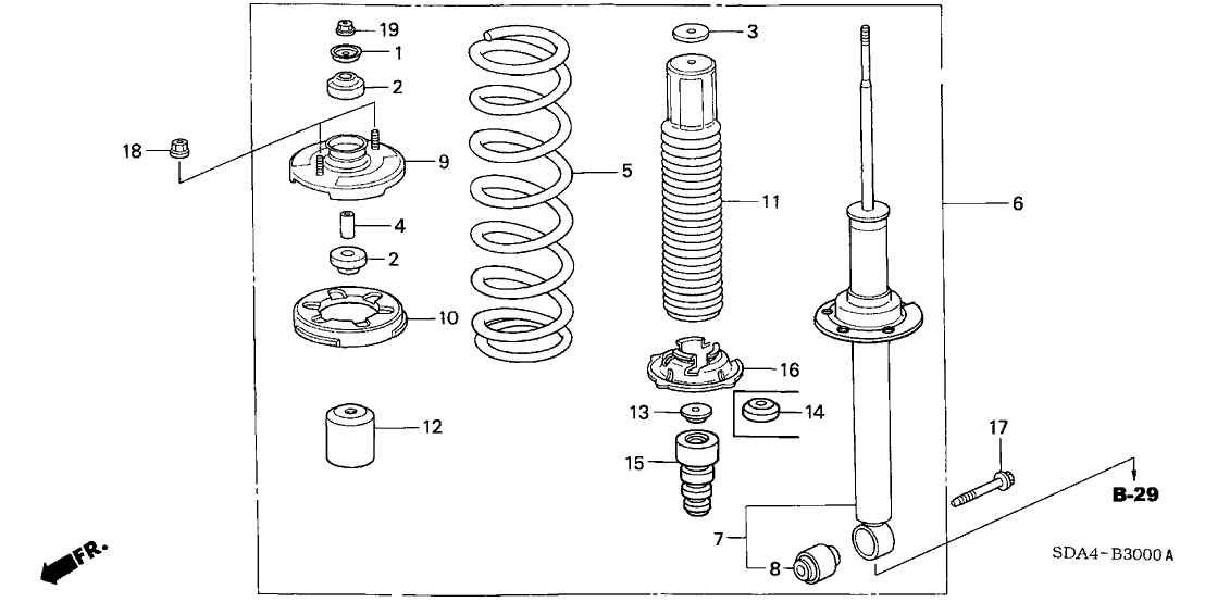 2003 Honda Accord 4 Door LX (SIDE SRS) KL 5AT Rear Shock Absorber