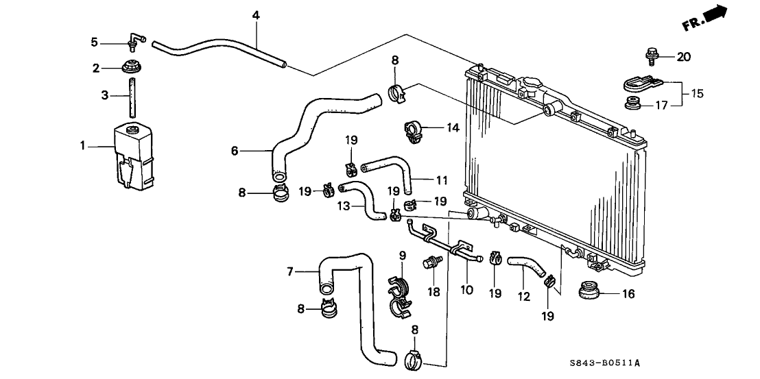 2002 Honda Accord 4 Door LX (V6) KA 4AT Radiator Hose (V6)