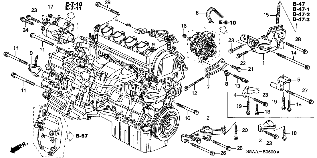 2004 Honda Civic 4 Door Lx  Side Srs  Ka 5mt Engine