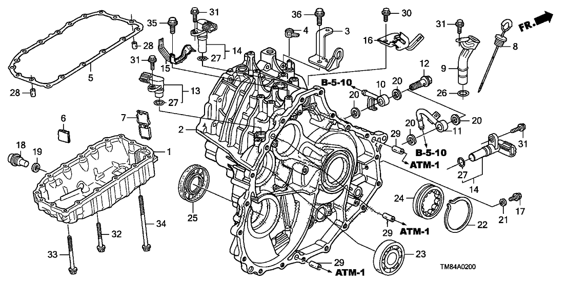 2010 Honda Insight 5 Door EX KA CVT AT Transmission Case