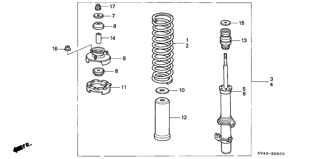 1996 Honda Accord 4 Door EX KL 4AT Front Shock Absorber