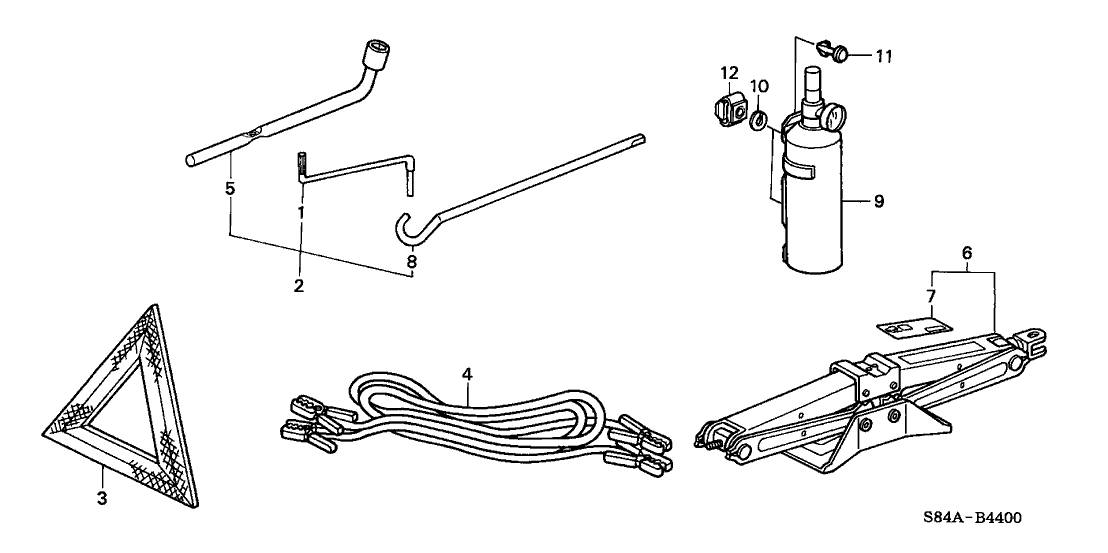 2002 Honda Accord 4 Door LX (V6) KA 4AT Tools - Jack