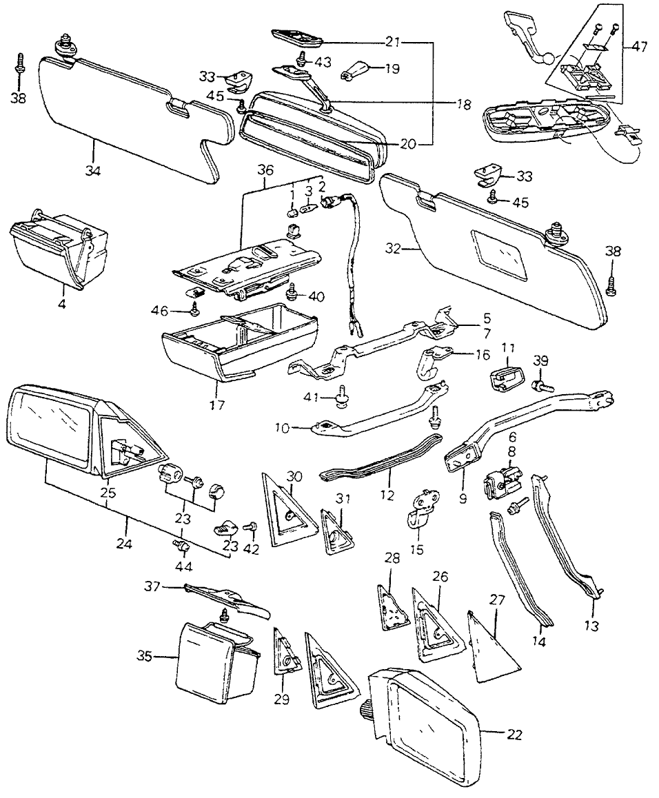 1983 Honda Accord 4 Door SE KL HMT Interior Accessories - Door Mirror