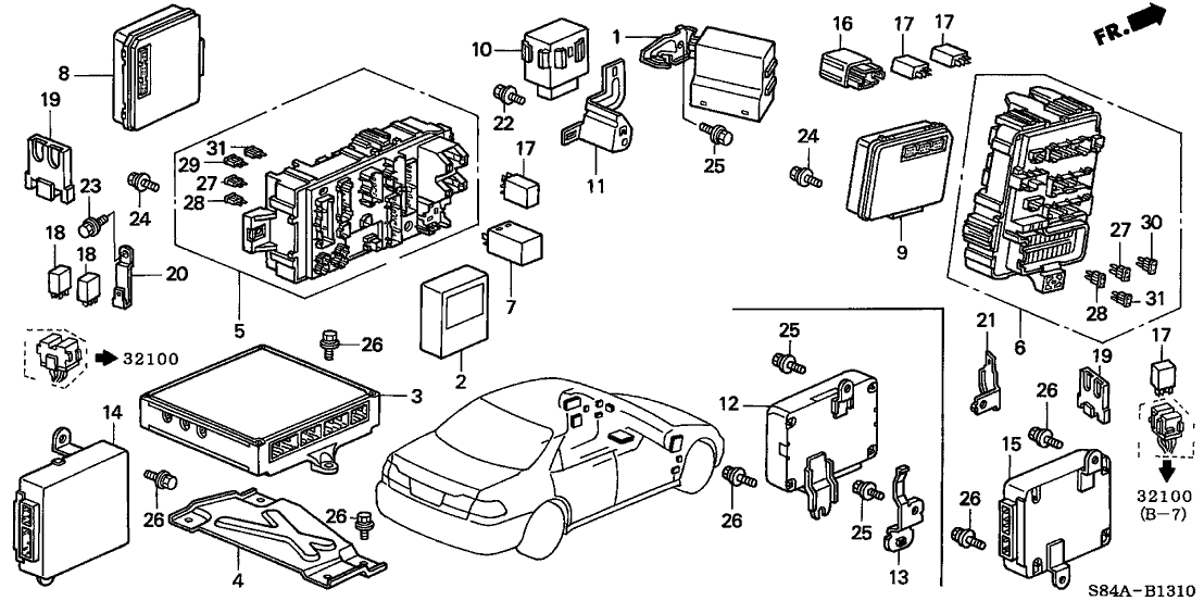 2002 Honda Accord 4 Door LX (V6) KA 4AT Control Unit (Cabin)