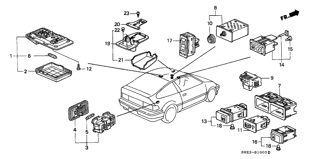 1989 Honda CRX 2 Door SI KA 5MT Interior Light Switch