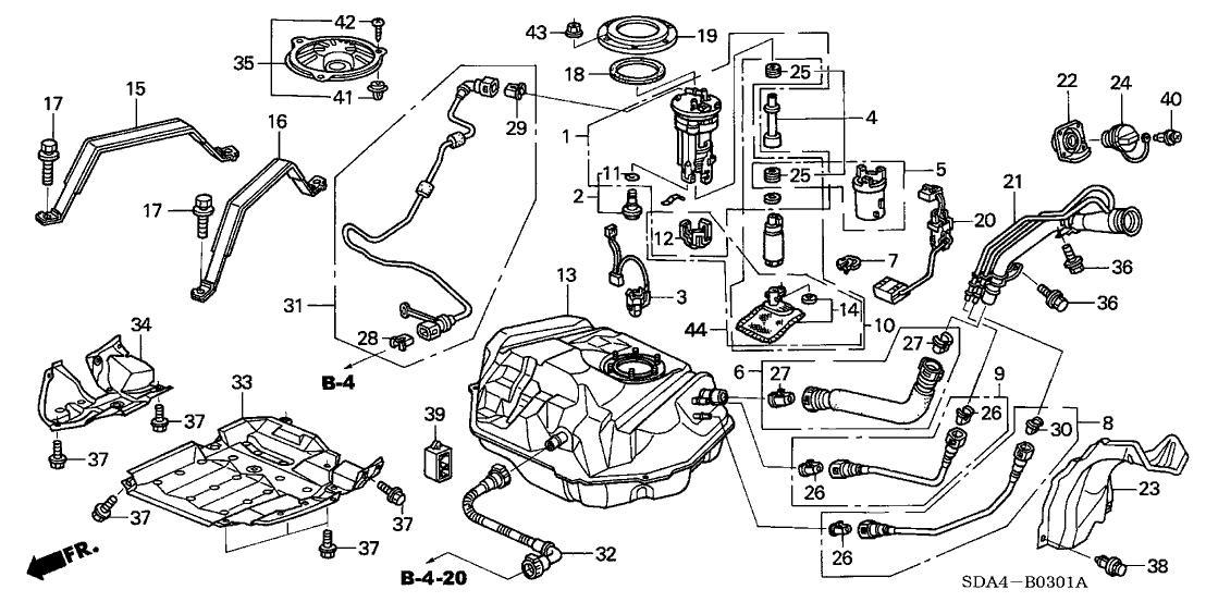 2003 Honda Accord 4 Door LX (SIDE SRS) KL 5AT Fuel Tank