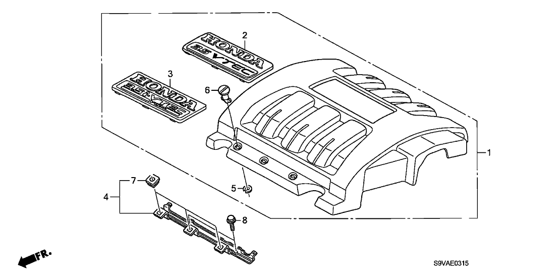 2008 Honda Pilot 5 Door Ex 4wd Ka 5at Intake Manifold Cover