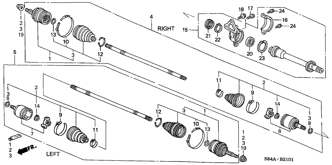 2002 Honda Accord 4 Door LX (V6) KA 4AT Driveshaft (V6)