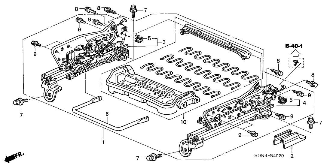 2003 Honda Accord 2 Door EX (V6) KL 5AT Front Seat Components (Passenger Side)