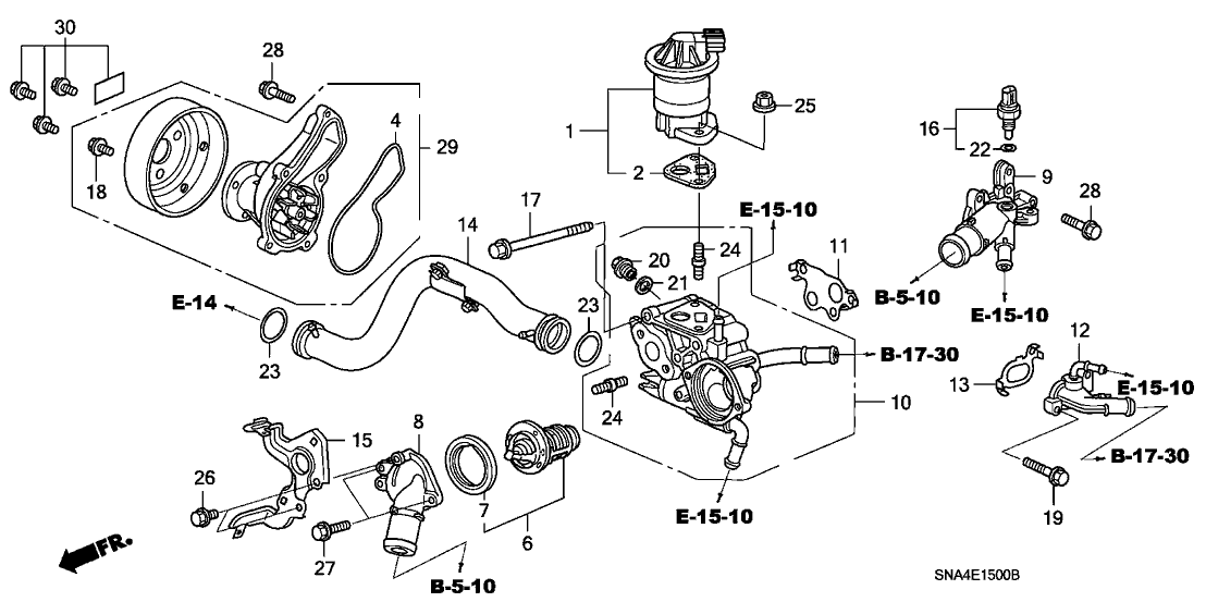2006 Honda Civic 4 Door EX KA 5AT Water Pump (1.8L)