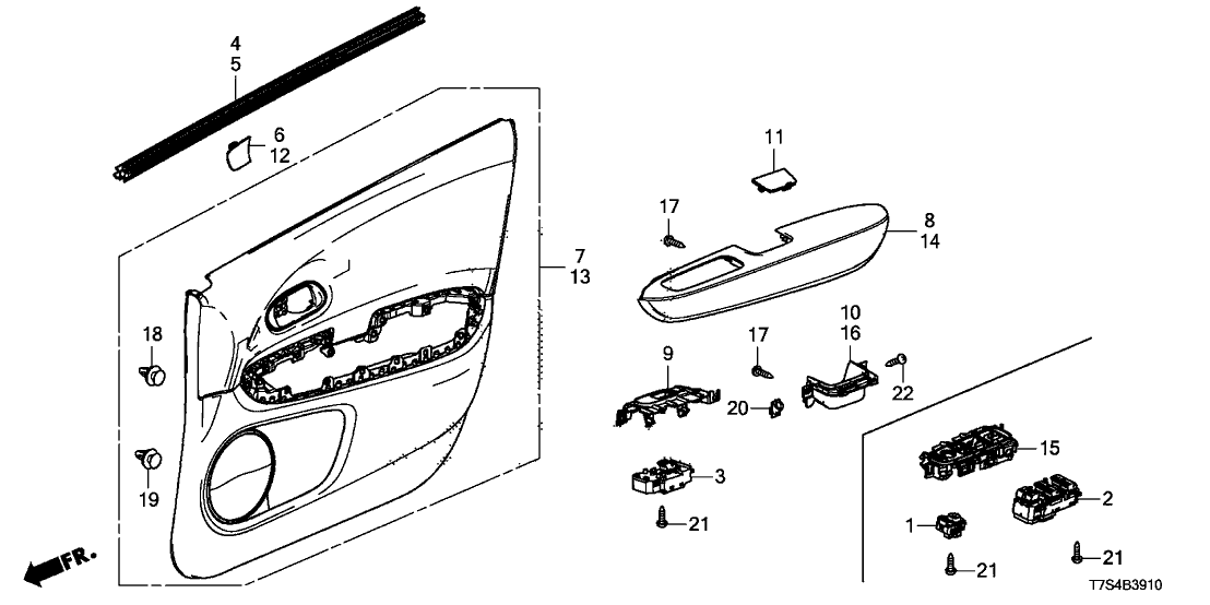 35760-T5R-A01 - Genuine Honda Switch Assy., Power Window Sub