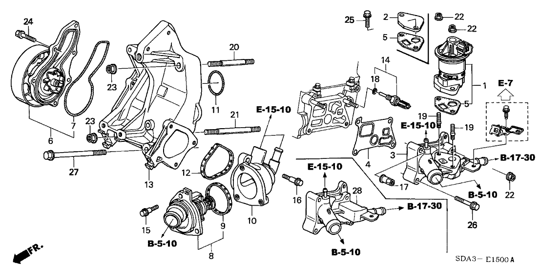 2003 Honda Accord 4 Door LX (SIDE SRS) KL 5AT Water Pump (L4)