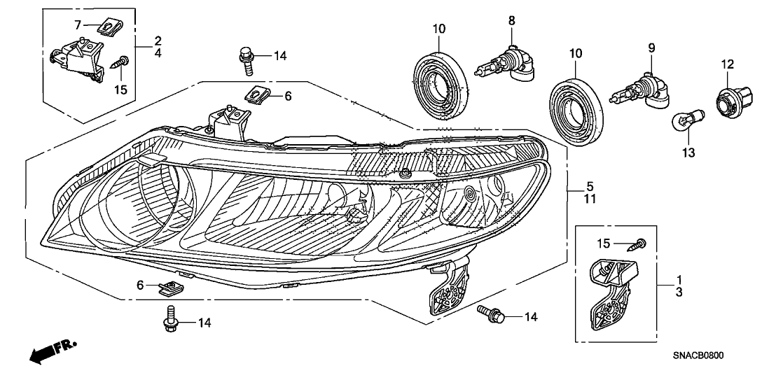 33151SNCA01 Genuine Honda Headlight Unit, L.
