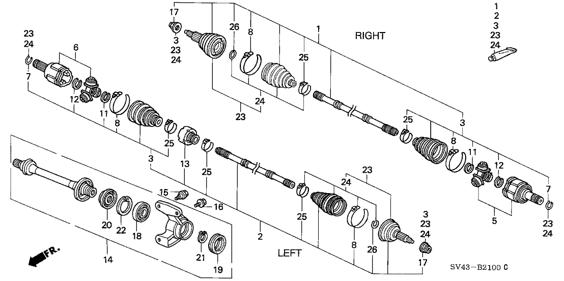1996 Honda Accord 4 Door EX KL 4AT Driveshaft