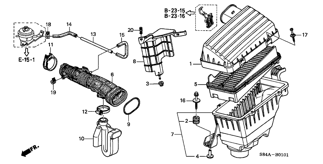 2002 Honda Accord 4 Door LX (V6) KA 4AT Air Cleaner (V6)