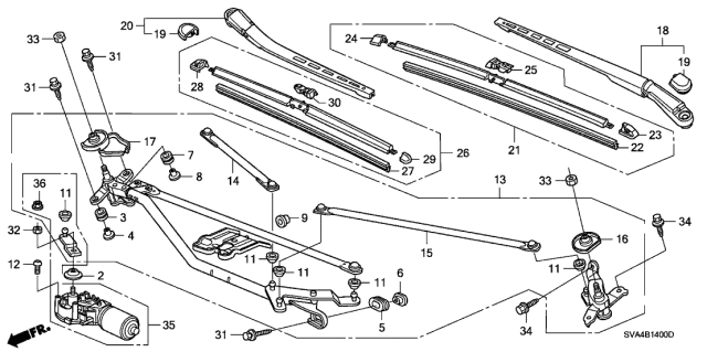 Honda 76600-SVA-A03 Windshield Wiper Arm