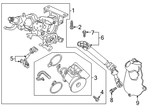 Column Complete, Steering Diagram for 53282-TG8-A21