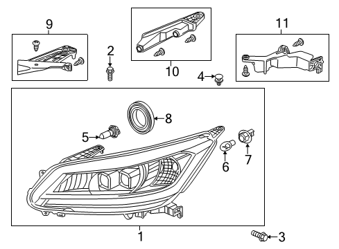 Bracket Kit, R. Headlight Mounting (B) Diagram for 06100-T2A-A41