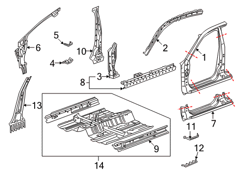 Separator, FR. Pillar (Outer) Diagram for 63138-TA0-A01