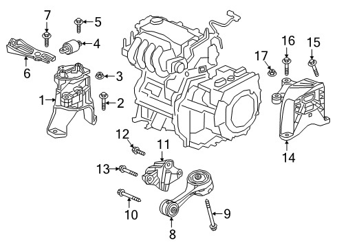 Mounting, Engine Side Diagram for 50820-TRW-A03