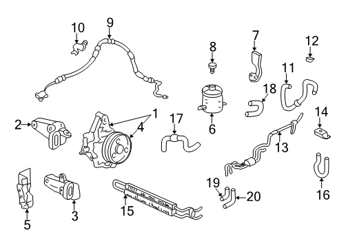 Bracket Power Steering Pump Diagram for 56997-P54-010